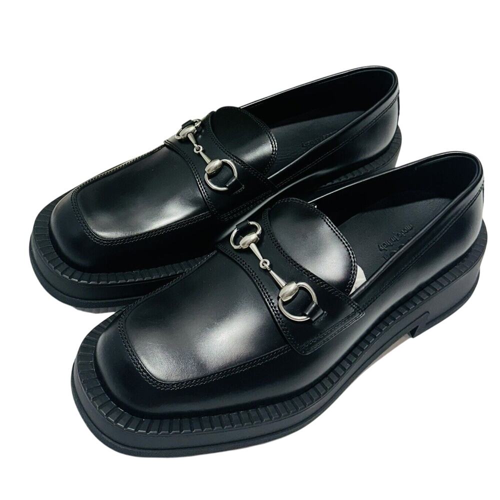Gucci Horsebit Chunky Loafers Lug Sole Black Leather Shoes G 9/ US 9.5 NIB $990 - Picture 13 of 13